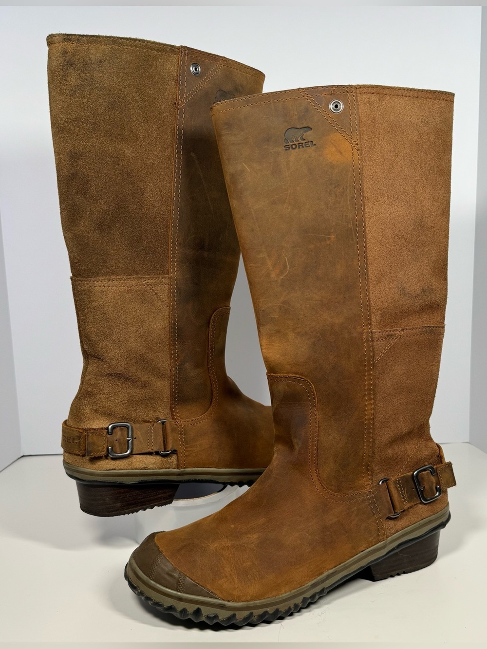 Sorel Slimboot Tall Women’s 10 Brown Leather Suede Waterproof Riding Zip Boots